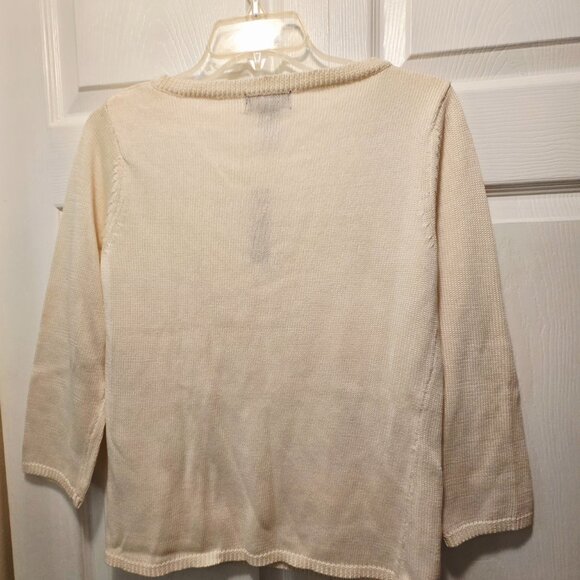 HENRY NEW YORK Women's 100% Cotton V-Neckline Beaded L/Sleeves Sweater - SML - Picture 5 of 13